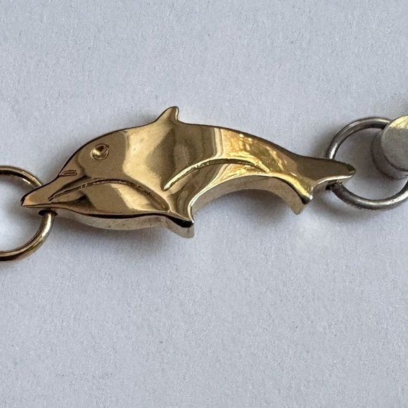 🐬 Vintage .925 Sterling Silver Dolphin Bracelet with Gold Plated Dolphins - Picture 12 of 15